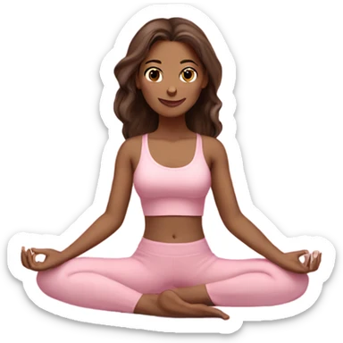 brunette yoga girl light pink clothes n sticker