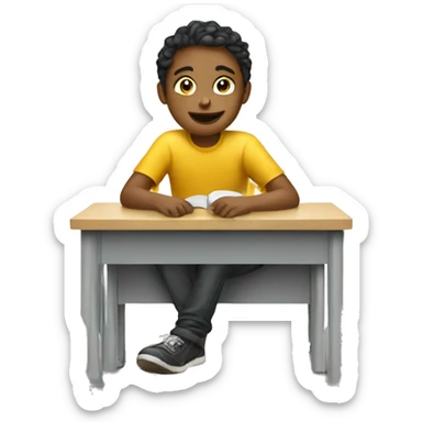 students sitting on desks and chatting sticker