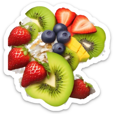 acai bowl with strawberries/ mango/ kiwi/ and coconut flakes sticker
