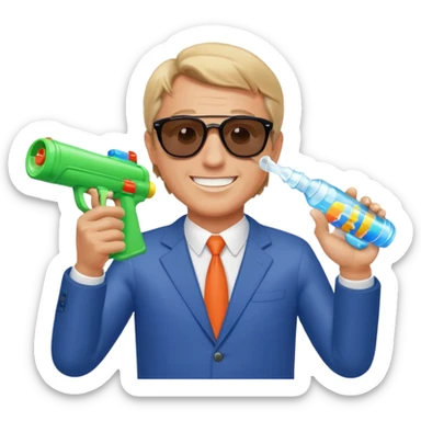 RFK Jr emoji firing a water gun at a large pill bottle with 'Big Pharma' written on it sticker