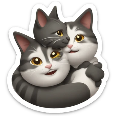 three cats hugging sticker