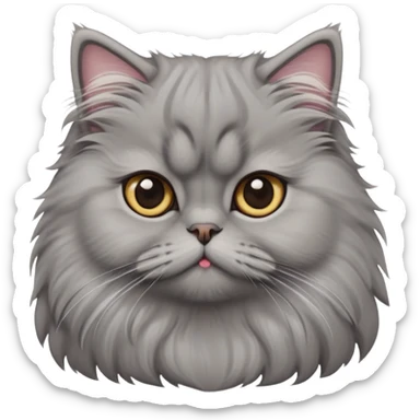 cinematic-adorable-big-eyed-fluffy-grey-persian-cat-portrait-emoji,-head-tilted-playfully-with-a-sweet-expression,-fluffy-grey-fur,-simplified-yet-irresistibly-cute-features-with-large,-expr sticker