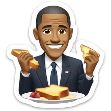 obama eating french toast sticker