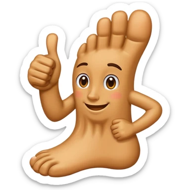 A foot emoji doing a thumbs up sticker