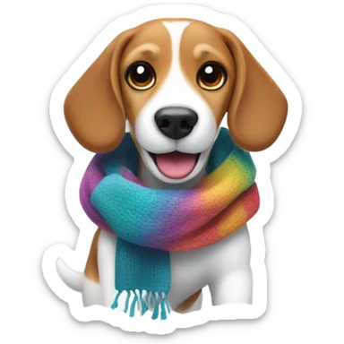 Beagle with winter clothing playing in the snow sticker