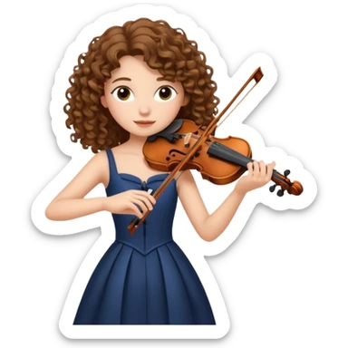 girl with curly brown long hair playing violin sticker