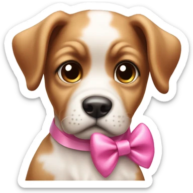 puppy dog with pink bow and pout sticker