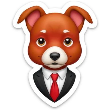 red dog with white tie,red shirt sticker