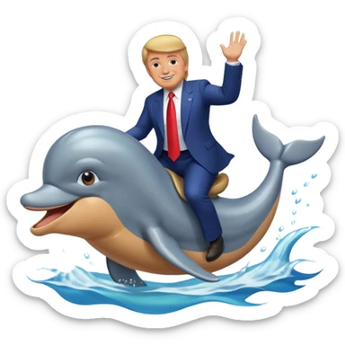 trump riding a dolphin sticker