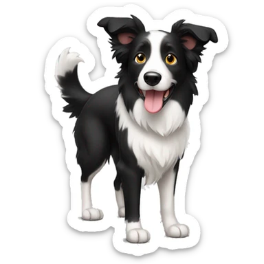 Short haired Border Collie with standing ears Black white  sticker