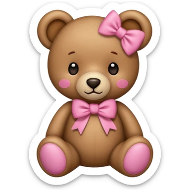 teddy bear with pink bow sticker