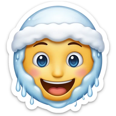 the cold freezing face emoji with sow but it issmiling sticker