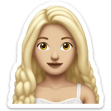 caucasian straight long haired blonde, white plush lace up crop top, tight grey mini skirt, hyperrealist drawing sticker