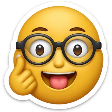 Criar emoji simples com óculos mostrando a língua e dando o dedo sticker