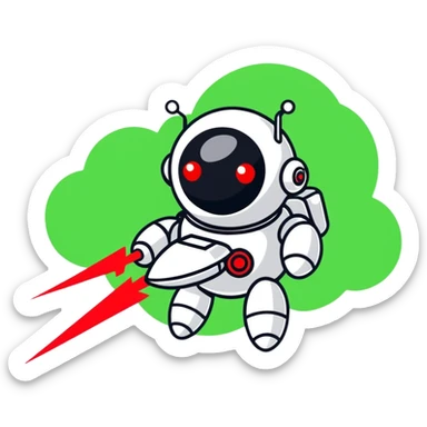 Robot in a cloud with streaming data sticker