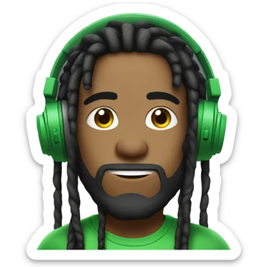 a streamer with dreads and green headphones sticker