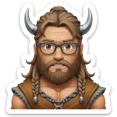 Glasses-Wearing wild viking büst sticker
