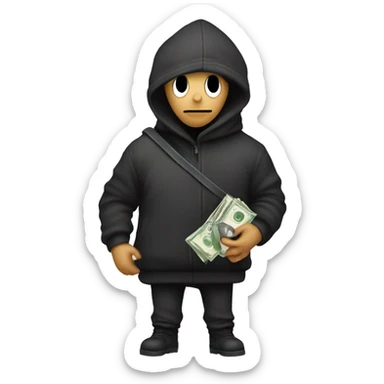 Robber carrying money sack over shoulders sticker