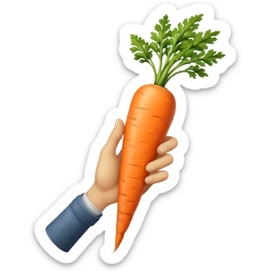 beige skin colored hand holding a long skinny carrot sticker