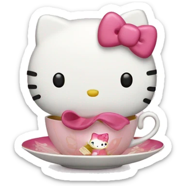 Hello kitty drinking tea sticker