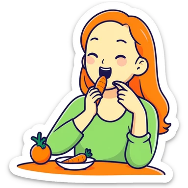 Woman eat carrot sticker