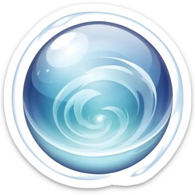 A crystal orb with swirling mist inside and subtle reflections sticker