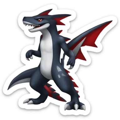 Black Cool Edgy Anthro Sharpedo-Sergal-Garchomp-Fakémon  with White and Red Edgy markings sticker