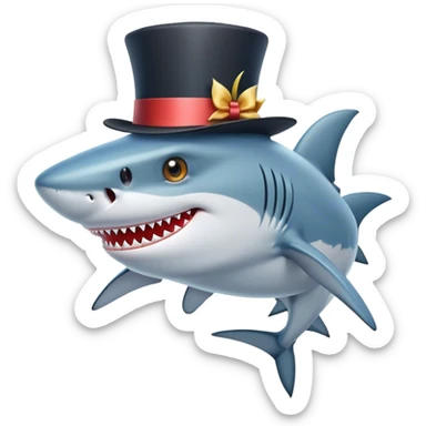Shark with a top hatt sticker