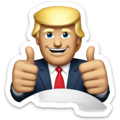 Donald Trump showing thumbs up sticker