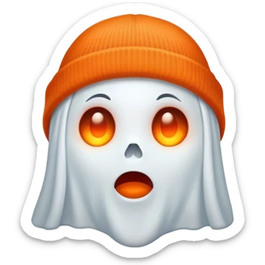 a ghost with an orange beanie sticker
