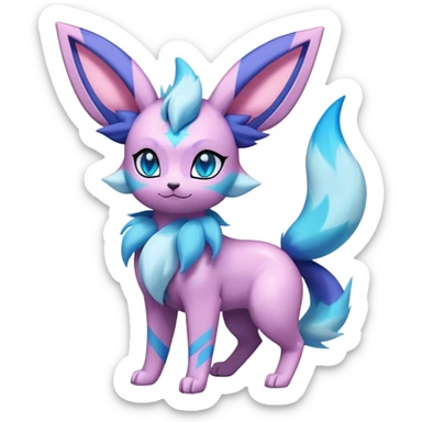 Futuristic Fluffy Celestial Magical Ethereal Fantasy-Glaceon-Espeon-Sylveon-Umbreon-hybrid, full bod sticker