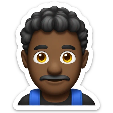 Black man wearing giant Mario costume head sticker