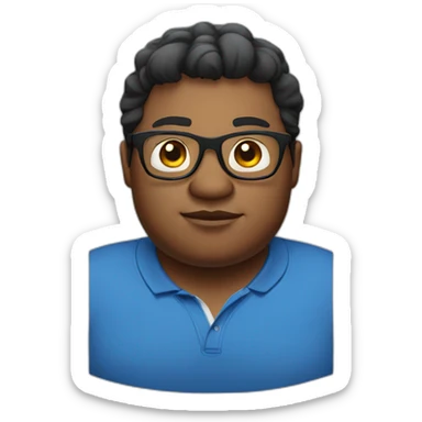 Black short hair fatty Man with polo-shirt and glasses sticker