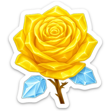 Make the rose made of ice yellow in the style of emoji, keeping the emoji style look and no background. sticker
