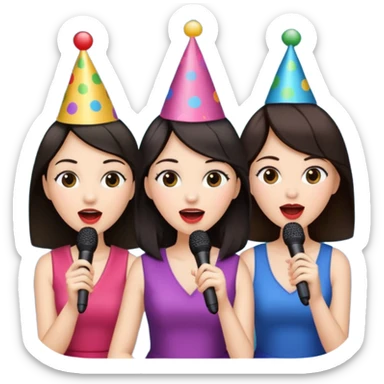 3 amigas en un karaoke cantando todas blancas de piel y con pelo moreno sticker