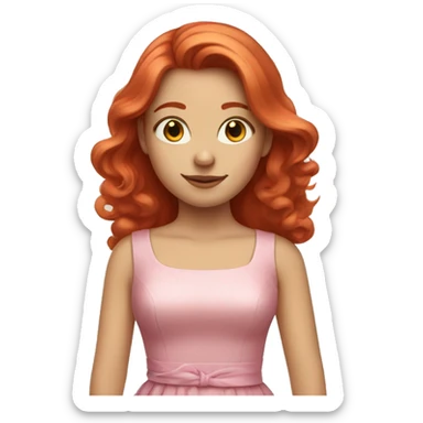 "A beautiful girl with red hair, fair skin, and wearing a pink dress." sticker