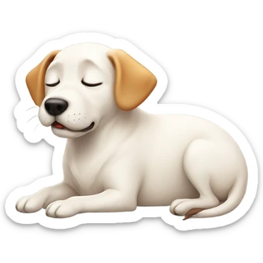 Cute dog lying but sleeping ant is white sticker
