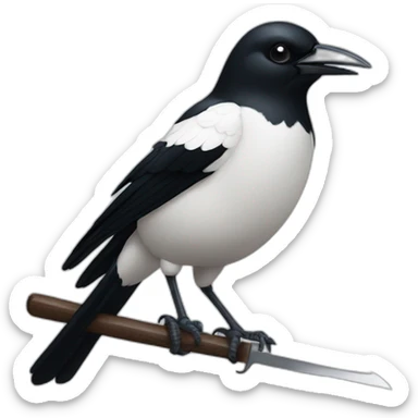 magpie holding a knife sticker