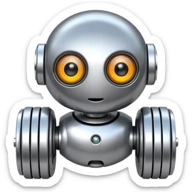 Round robot, big eyes, rolling wheels. sticker