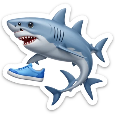 Shark with 4 legs and blue shoes on each sticker