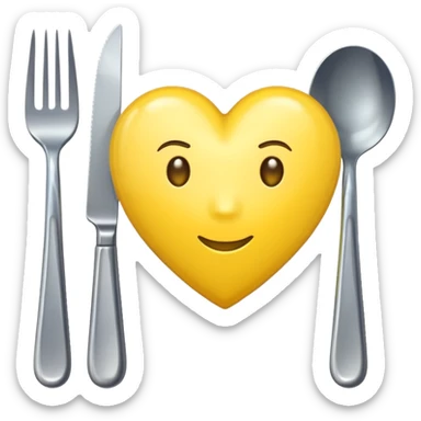 yellow heart with a fork and knife sticker