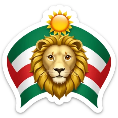 Lion and sun logo in the red white and green flag sticker