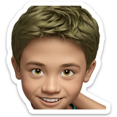 smiling boy in green shirt sticker