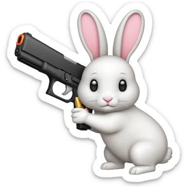 Crea un emoji de un conejo sosteniendo una glok sticker