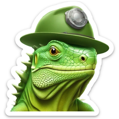 iguana enojada con casco militar sticker