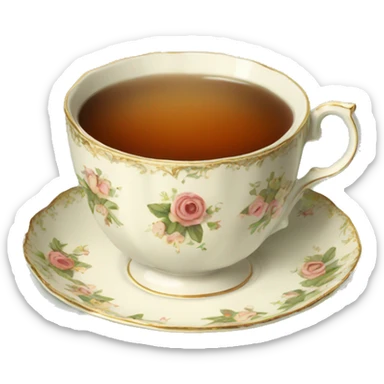 Tea in vintage teacup sticker