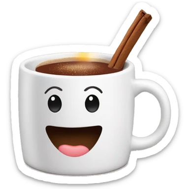 A New Year's mug in which there is a fragrant decoration with cocoa cream sticker