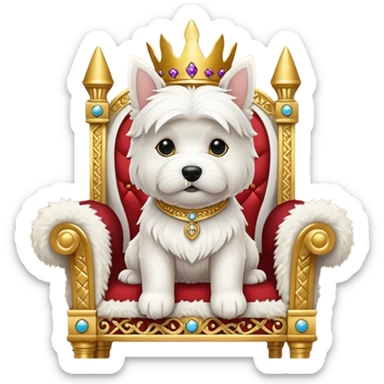 a cute west highland terrier sitting on a throne sticker