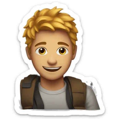 smiling boy in car interior in a fiery box sticker