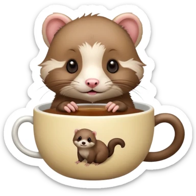 brown ferret in a cup of tea  sticker